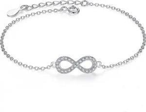 PANDACHARMS Silberarmband Unendlichkeit / Infinity, 925 Silber, Zirkonia, Länge variabel 16-19cm