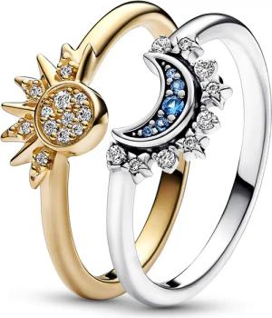 Pandora 15855 Ring-Set Himmlisch Funkelnd Sonne und Mond