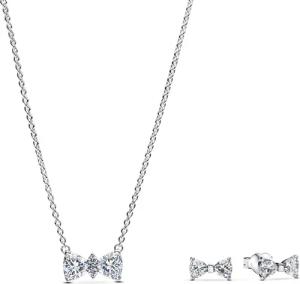 Pandora 68615 Damen-Geschenkset Kette und Ohrstecker Silber Funkelnde Schleife