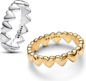 Pandora 68618 Damen Ring-Set Herzensreihe Zweifarbig