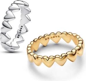 Pandora Fingerring Damen Herzensreihe Zweifarbig