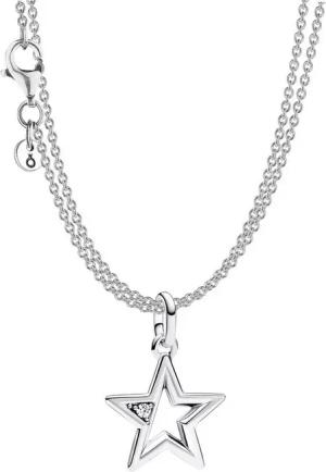 Pandora Kette mit Anhänger Geschenkset mit 2-reihiger Funkelnder Stern Silber