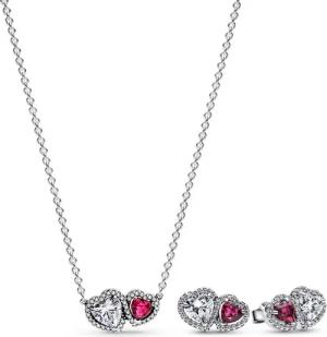 Pandora Schmuckset Damen-Schmuckset und Ohrringe Halo Herzen Zweifarbig