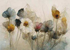 Papermoon Vliestapete "Whispering Blooms" von Treechild, Matt & lichtbeständig, hochwertiges formstabiles Vlies, UV-beständigen Farbe, Made in Germany