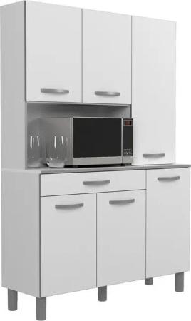 Parisot Küchenbuffet Spring (Buffetschrank 120 x 180 cm, weiß) 6-türig, mit breitem Auszug