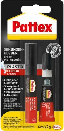 Pattex Bastelkleber Pattex Sekundenkleber Plastix Flüssig 2 g + 4 ml