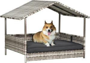 PawHut Hundehütte PE Rattan, Stahl