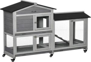 PawHut Kleintierstall Tannenholz, Stahl