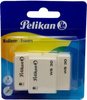 Pelikan Radiergummi Pelikan Radierer WS30 aus Kautschuk Blisterverpackung mit 3 Stück