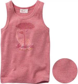 People Wear Organic Unterhemd in rot mélange, mit Druck "Dino", aus Bio-Baumwolle