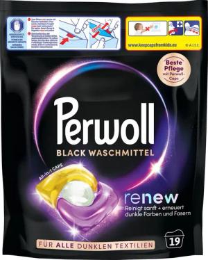 Perwoll PERWOLL All-in-1 Caps 19WL Black Flüssigkapseln 256,5g Colorwaschmittel (19-St. Kapseln für dunkle Wäsche - mit Dreifach-Renew-Technologie)