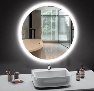 PESENXAN Badspiegel Badezimmerspiegel Wandspiegel, Runder Badspiegel mit Beleuchtung (1-St., mit Touchschalter und Explosionsgeschütztes Glas), 3 Lichtfarben dimmbar, Anti-Beschlag LED Spiegel