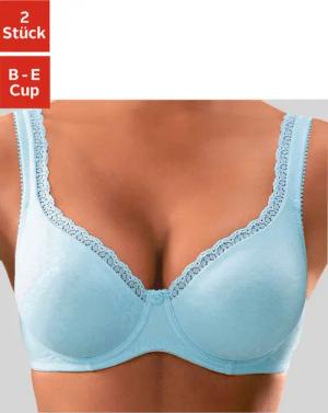 PETITE FLEUR T-Shirt-BH Damen hellblau+weiß Gr.100B