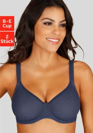 PETITE FLEUR T-Shirt-BH Damen marine+toffee Gr.100D