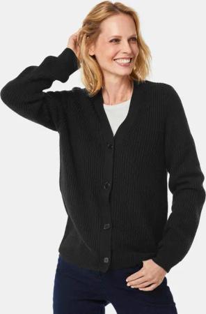 Pflegeleichte Strickjacke in hochwertiger Rippenstruktur - schwarz - Gr. 42 von Goldner Fashion