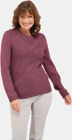 Pflegeleichter Pullover in hochwertiger Rippenstruktur - beere - Gr. 52 von Goldner Fashion