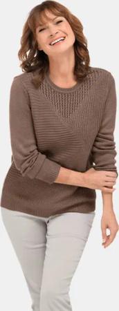 Pflegeleichter Pullover in hochwertiger Rippenstruktur - taupe - Gr. 21 von Goldner Fashion