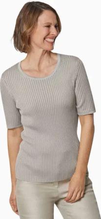 Pflegeleichter Pullover in hochwertiger Rippenstruktur - taupe - Gr. 22 von Goldner Fashion