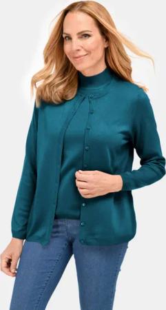 Pflegeleichtes Basic-Strickset - petrol - Gr. 52 von Goldner Fashion