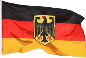 PHENO FLAGS Flagge Deutschland Flagge mit Adler 90 X 150 cm Deutsche Fahne (Hissflagge für Fahnenmast), Inkl. 2 Messing Ösen