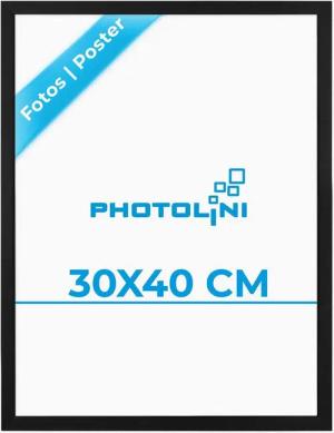 PHOTOLINI Bilderrahmen 30x40 cm Poster-Rahmen, zum Aufhängen, für 1 Bilder (Einzelrahmen), MDF Holz, Acrylglas & Zubehör, für Fotos & Poster