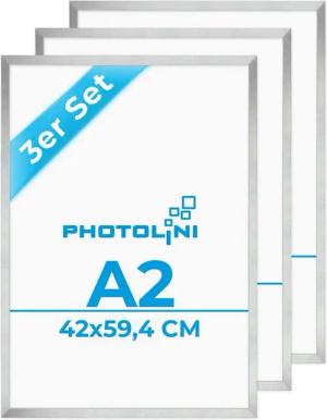 PHOTOLINI Bilderrahmen 3er Set modern mit bruchsicherem Acrylglas, Holz MDF, Fotos & Poster, für 3 Bilder (3er Set), Posterrahmen A2 42x60 cm zum Aufhängen