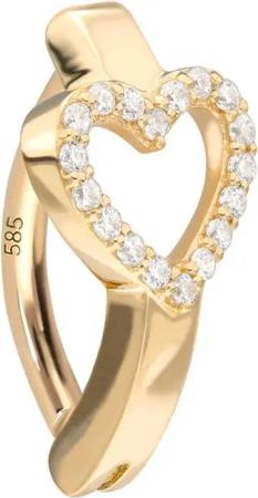 PIERCINGLINE Bauchnabelpiercing 14/18 Karat Gold Bauchnabelclicker BOGEN + MOISSANIT-HERZ (Clicker, 1-tlg)