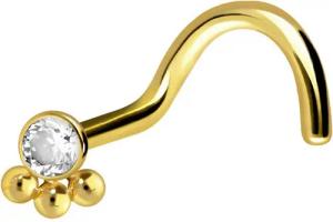 PIERCINGLINE Nasenpiercing Titan Nasenstecker Spirale KRISTALL + 3 KUGELN (Nasenstecker, 1-tlg)