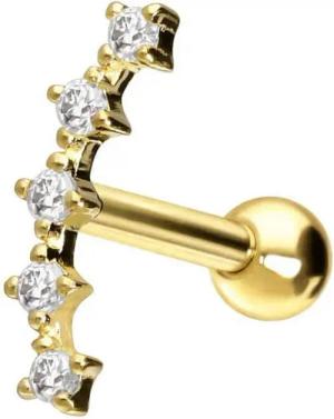 PIERCINGLINE Piercing-Set 14/18 Karat Gold Ohrpiercing 5 EINGEFASSTE MOISSANITE (Mini-Barbells, 1-tlg)