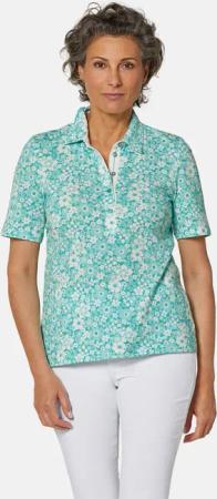 Pikee-Druckpoloshirt - hellgrün / weiß - Gr. 44 von Goldner Fashion