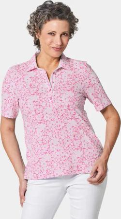 Pikee-Druckpoloshirt - pink / weiß - Gr. 21 von Goldner Fashion
