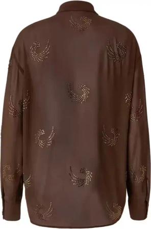 Pinko - Semi-Transparent Long Sleeve Shirt With Decorative - Größe 40 - schwarz