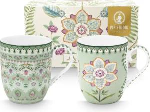 PiP Studio Becher Lily&Lotus Light Green Becher Small 145ml Set2, Porzellan