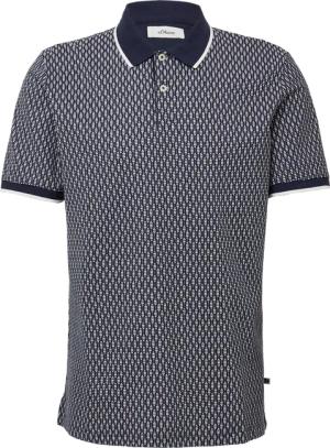 Piqué-Poloshirt mit Print und Kontrast-Details