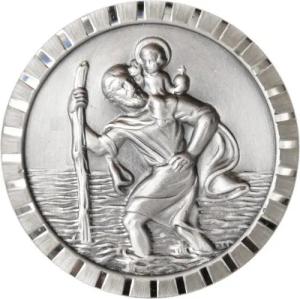 PistolaPeppers Amulett Heiliger Sankt Christophorus Relief Metall Plakette Christopherus