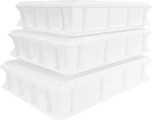 Pizza Lover Aufbewahrungsbox Pizzaballenbox mit Deckel in weiß, 30x40x7,5 cm Gärbox (3 St., 3x Box + 3x Deckel), 3x Box + 3x Deckel