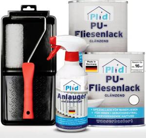 plid Fliesenlack Premium Fliesenlack Fliesen Lack Fliesenfarbe Anlauger Lackierset, schnelltrocknend, spritzwasserbeständig, verarbeitungsfertig
