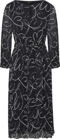 Plissee-Kleid mit Bindegürtel und Herz-Print