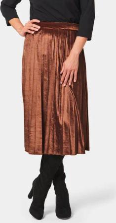 Plisseerock aus schimmerndem Samt - terrakotta - Gr. 50 von Goldner Fashion