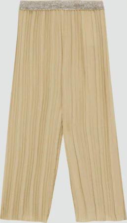 Plissierte Wide-Leg-Hose mit Glitzerbund