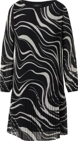 Plissiertes Chiffonkleid mit All-over-Print und Viskosefutter