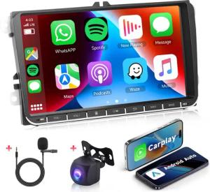 PODOFO Android 13 2Din Autoradio Stereo 9 Zoll GPS Navigation für VW Autoradio (Digitalradio (DAB), Unterstützung für vernetzte Downloads)