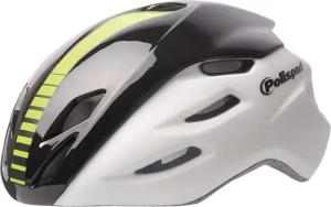 Polisport Aero Road Helm in Matt Weiß mit Schwarz und Gelb, Größe M 55-58 cm