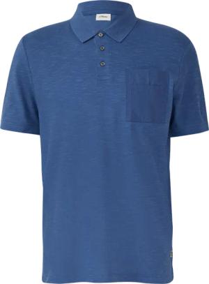 Poloshirt mit Flammgarnstruktur und Brusttasche