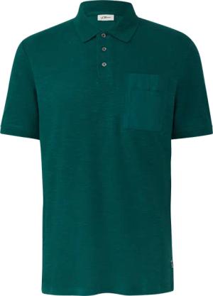 Poloshirt mit Flammgarnstruktur und Brusttasche