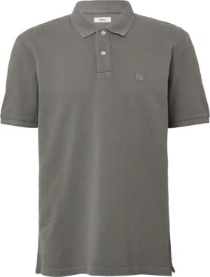 Poloshirt mit kleinem Labelpatch und Flammgarnstruktur