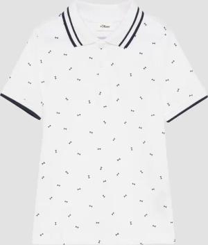 Poloshirt mit Kontrast-Details und All-over-Print