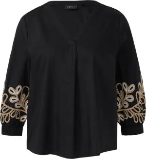 Popeline-Bluse mit Stickerei und 3/4-Ärmeln