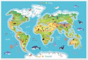 Posterlounge Wandbild Weltkarte für Kinder (Deutsch), Kidz Collection, erhältlich als Poster, Leinwandbild, Wandsticker oder Acrylglasbild