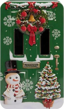 POWERHAUS24 Keksdose Blechdose weihnachtliche Haustür ca. 20,5 x 12 cm, Blech, (Einzelartikel)